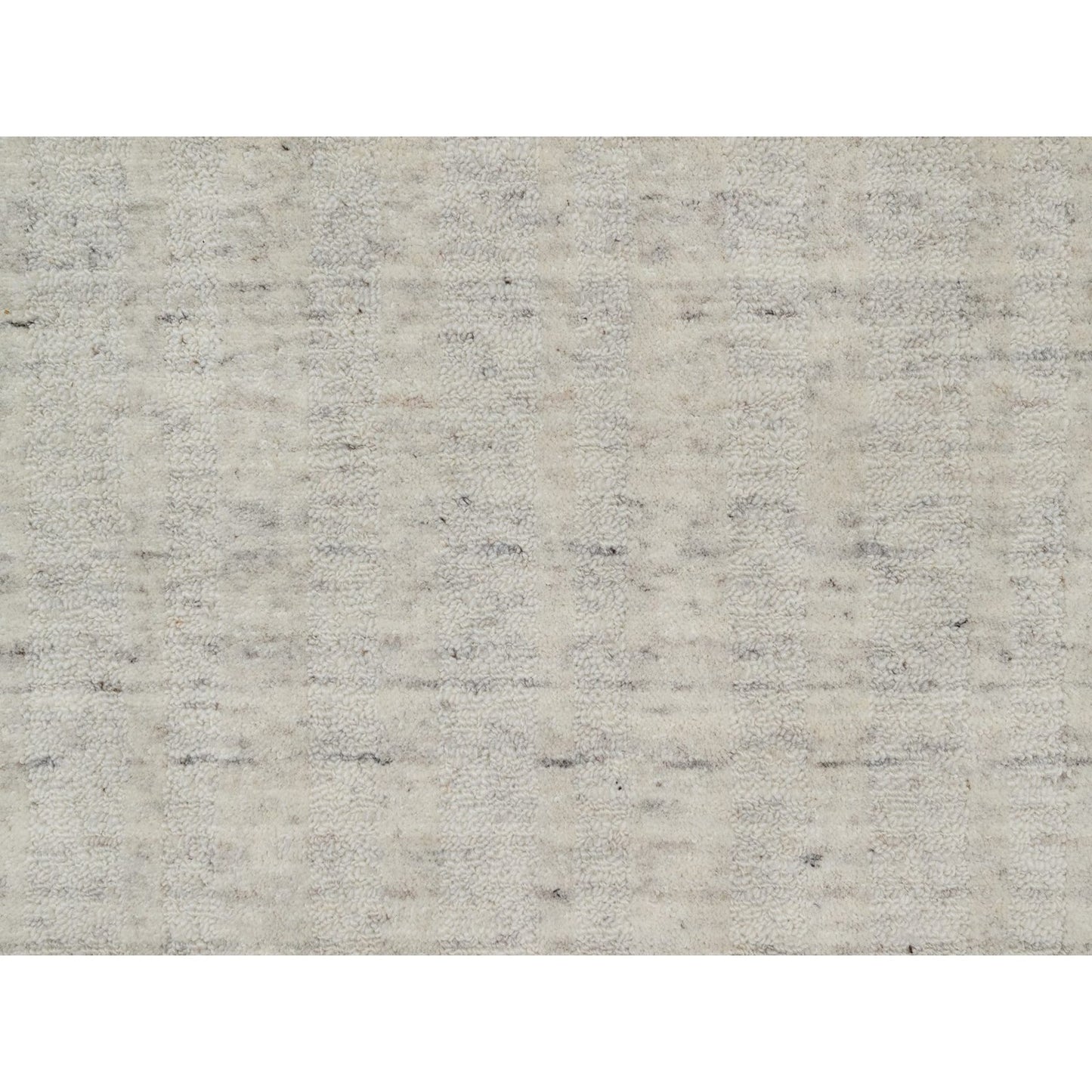 2'5"X10' Ivory Hand Loomed Vertical Stripe Design Natural Wool Runner Rug