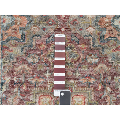2'6"X19'8" Prune Red Heriz Revival Hand Knotted All Wool Xl Runner Rug