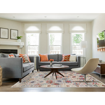 Rug 8'3"x10'3" Ivory Hand Knotted Tebraz Vase Silk With Wool