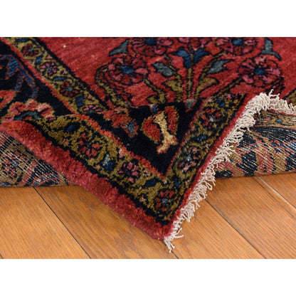 5'3"X6'7" Red Antique Zoroastrian Clean And Soft Wool Hand Knotted Rug