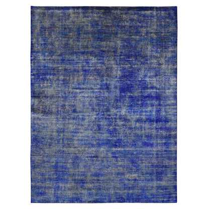8'9"X12' Purple With Gold Modern Design Sari Silk Hand Knotted Rug