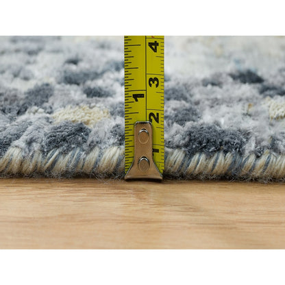 10'1"X10'1" Blue Hand Knotted Abstract Design Wool Square Oriental Rug