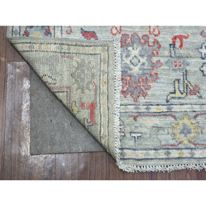 2'7"X9'5" Light Gray Angora Oushak Hand Knotted Afghan Wool Runner Rug