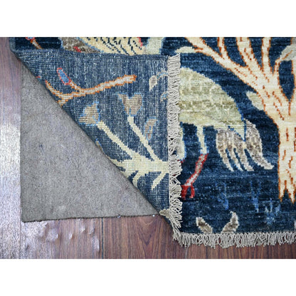 2'6"X9'7" Blue Afghan Peshawar Hand Knotted 100% Wool Runner Rug