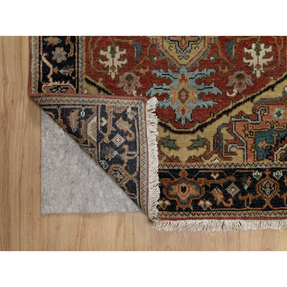 2'7"X8' Chili Red Heris Revival New Zealand Wool Hand Knotted Runner Rug