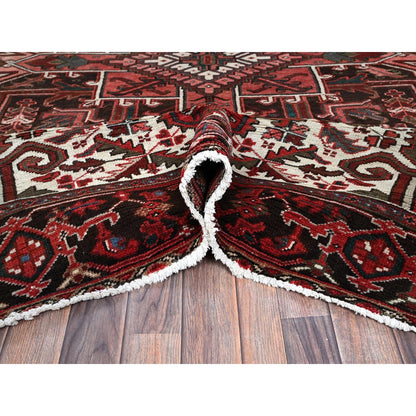 8'1"X10'8" Blush Red Vintage Zoroastrian Heris Pure Wool Hand Knotted Rug