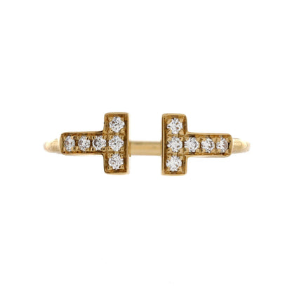 Tiffany & Co. T Wire Ring 18K Yellow Gold With Diamonds