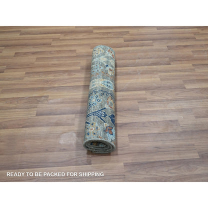 2'X3' Green Hand Knotted Wool Rug Trellis Borderless Garden Design Mat