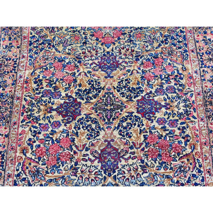 2'8"X11'6" Ivory Antique Farsian Karman Flower Design Wool Hand Made Rug