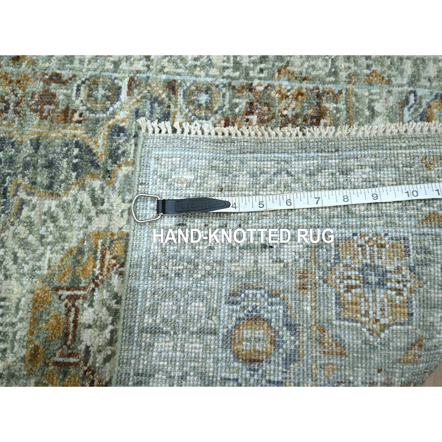 2'1"X3'1" Sage Green Rug Wool Pre Historic Mamluk Design Hand Knotted Mat