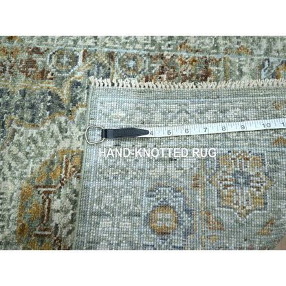 2'1"X3'1" Sage Green Rug Wool Pre Historic Mamluk Design Hand Knotted Mat