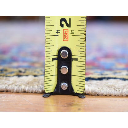 8'9"X11'3" Beige Antique Farsian Karman Distressed Hand Knotted Wool Rug