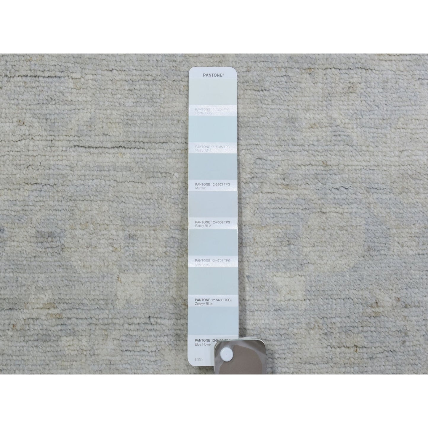 2'8"X9'6" Blue, Hand Knotted Washed Out Peshawar, Soft Wool, Runner Rug