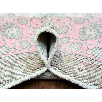 11'3"X15'9" Blush Pink Vintage Tebraz Soft Wool Hand Knotted Rug