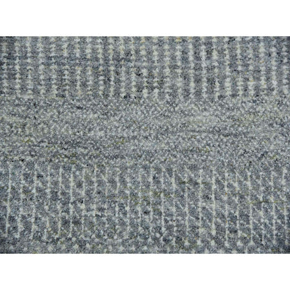 13'X13' Repose Gray Shiny Undyed Wool Hand Knotted Modern Grass Round Rug