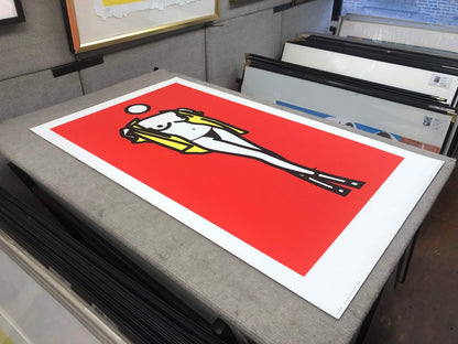 Julian Opie Woman Taking Off Mans Shirt. 5 " Serigraph Contemp