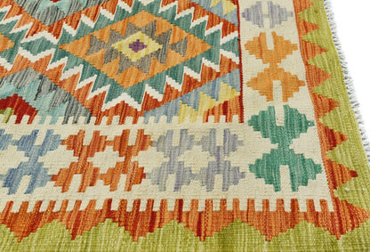 Reversible Multicolored Tribal Kilim Runner Rug