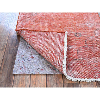 2'4"X5'6" Red Overdyed Vintage Zoroastrian Hand Knotted Wool Runner Rug