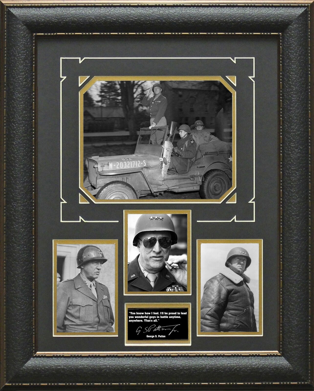 General George S. Patton Collage W/Laser Engraved Autograph