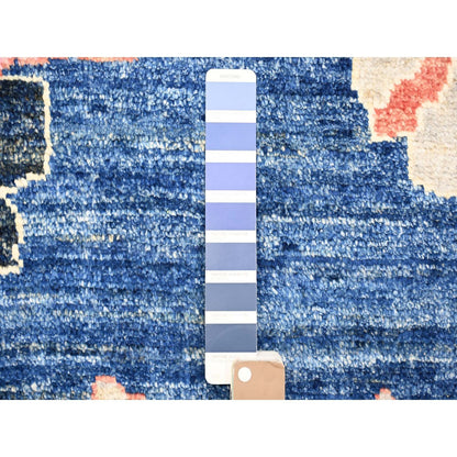 12'X15'2" Blue Pure Wool Hand Knotted Afghan Angora Oushak Oversized Rug