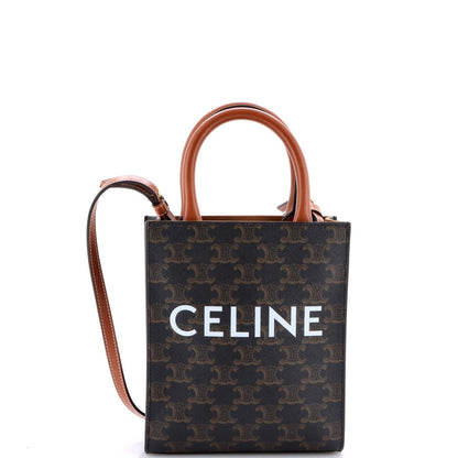Celine Vertical Cabas Tote Triomphe Coated Canvas Mini