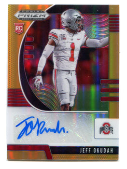 Jeff Okudah Autographed 2020 Panini Prizm Neon Orange Prizm Rookie Card