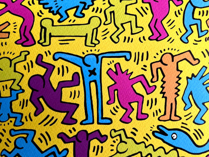 Keith Haring Lithograph Of A Coa Painting Signed