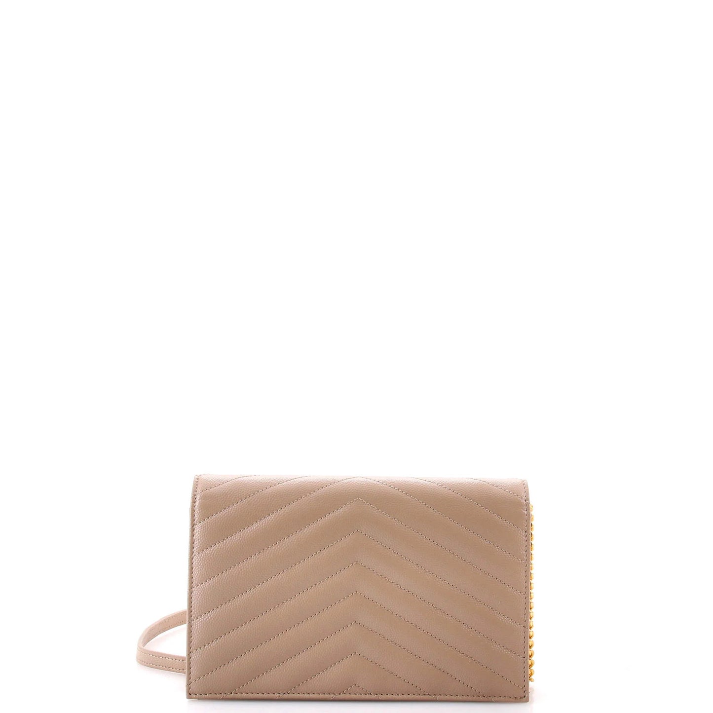 Saint Laurent Classic Monogram Wallet On Chain Matelasse Chevron Leather Small