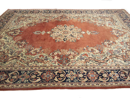 Semi-Antique Hand-Knotted Floral Rug Extra Large