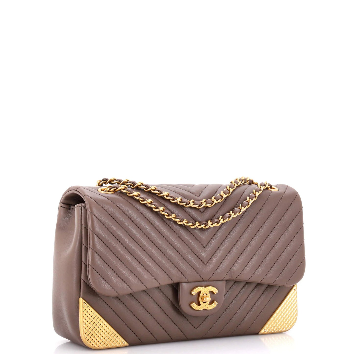Chanel Rock The Corner Flap Bag Chevron Leather Medium