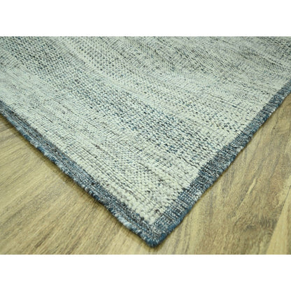10'X13'10" Teal Blue Pure Wool Rug Oxidized Grass Design Hand Knotted