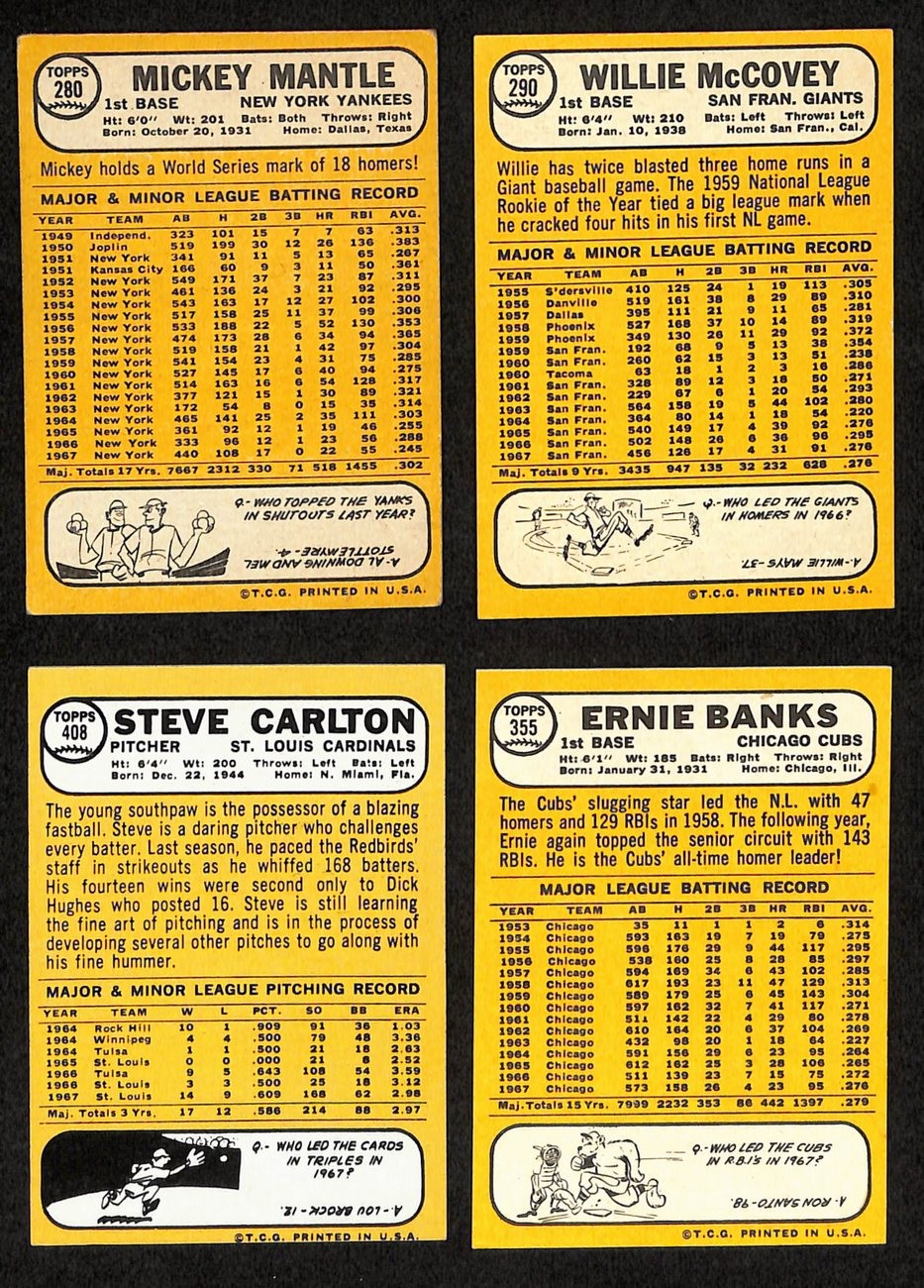 1968 Topps Baseball Card Complete Set (1-598) Bench Ryan Mantle Mays 195367