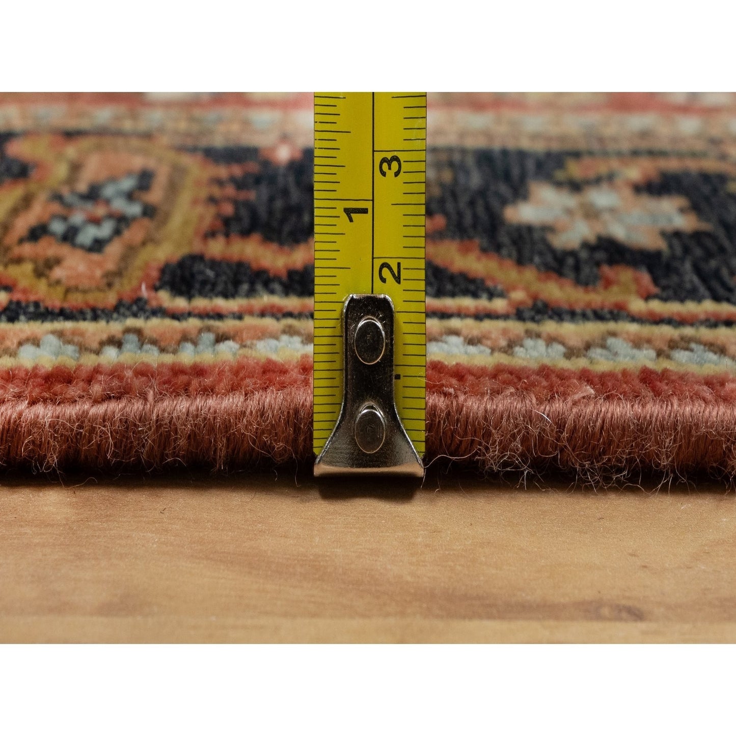 2'7"X7'10" Red New Zealand Wool Heris Revival Hand Knotted Runner Rug
