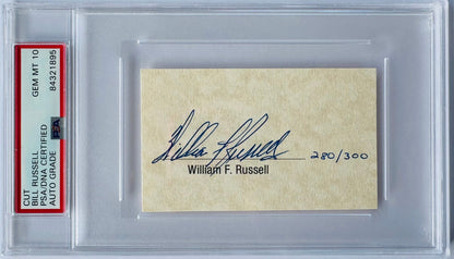 Bill Russell Autographed Full Name Cut Signature Psa Gem Mt 10 #280/300