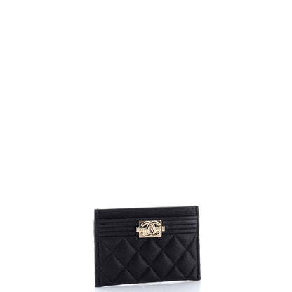 Chanel Boy Card Holder Quilted Caviar