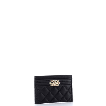 Chanel Boy Card Holder Quilted Caviar