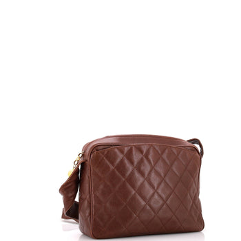 Chanel Vintage Diamond Cc Shoulder Bag Quilted Caviar Large