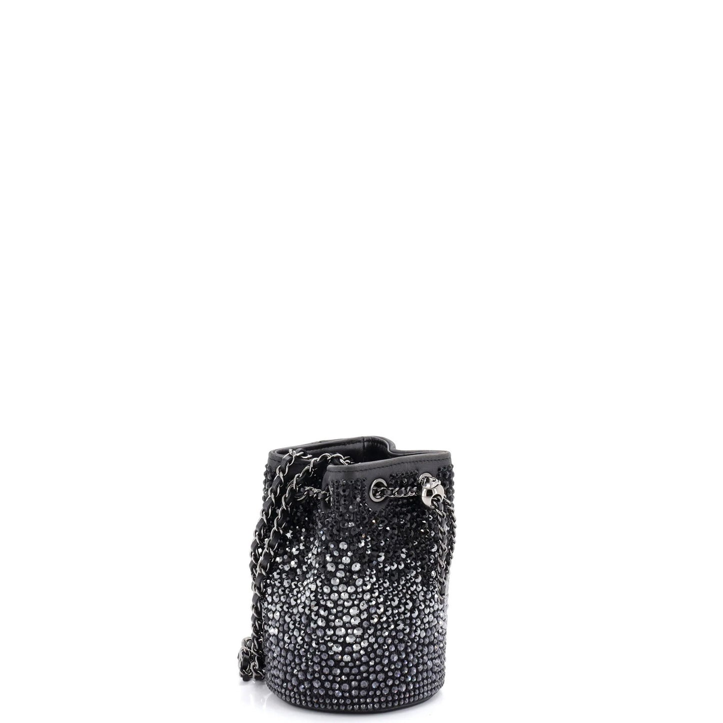 Chanel Pearl Crush Drawstring Bucket Bag Strass Embellished Leather Mini