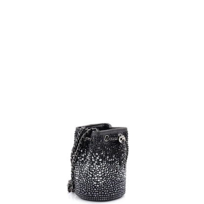 Chanel Pearl Crush Drawstring Bucket Bag Strass Embellished Leather Mini