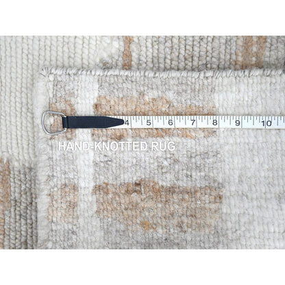 2'1"X3' Ivory Minimalist Swedish Design Flat Weave Hand Knotted Wool Rug