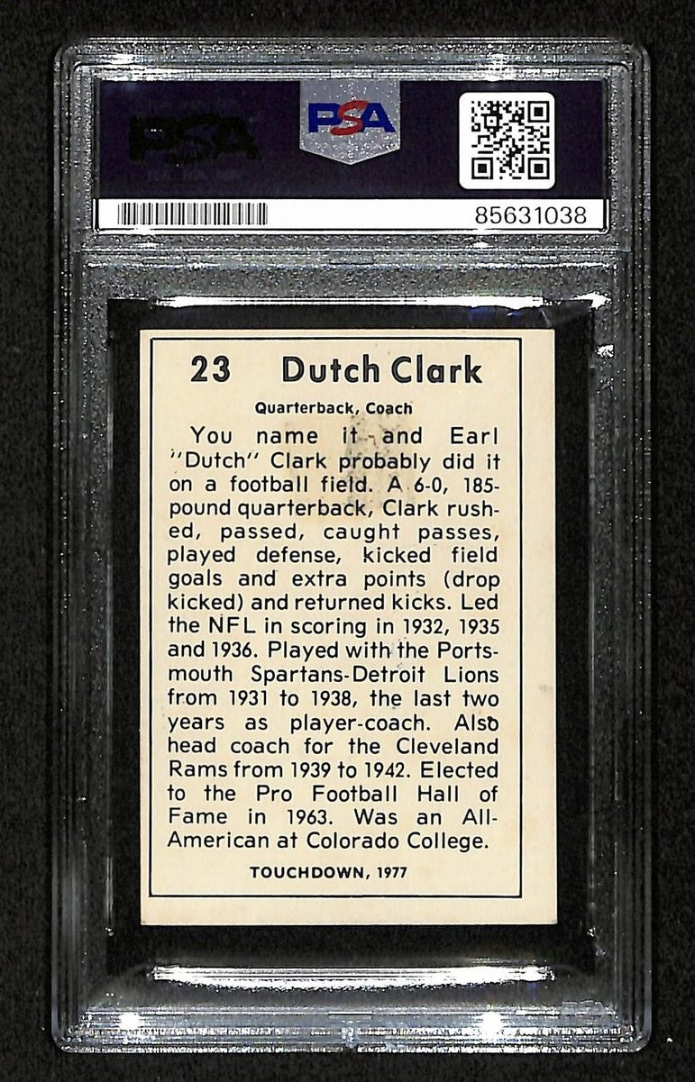 Dutch Clark Hof Signed/Auto 1977 Touchdown Card #23 Lions Psa/Dna 200422