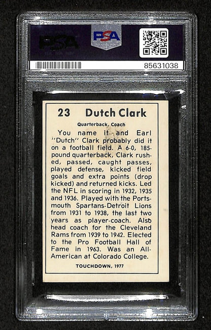 Dutch Clark Hof Signed/Auto 1977 Touchdown Card #23 Lions Psa/Dna 200422