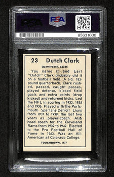 Dutch Clark Hof Signed/Auto 1977 Touchdown Card #23 Lions Psa/Dna 200422