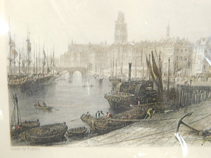 Thomas Allom "Quay Of Louis Xviii, Bordeaux" Hand-Colored Copper Plate Engraving