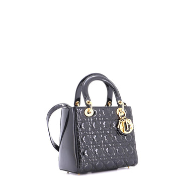 Christian Dior Lady Dior Bag Cannage Quilt Patent Medium