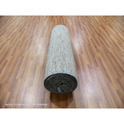 2'7"X18'4" Sabre Gray Modern Undyed Grass Wool Xl Runner Oriental Rug