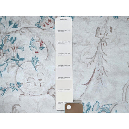 9'X11'9" White Aubusson Design Zoroastrian 300 Kpsi Wool Hand Knotted Rug