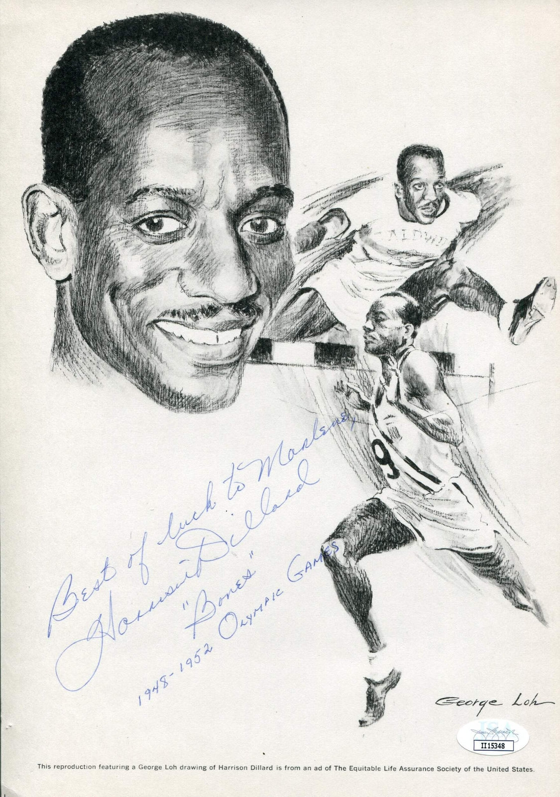 Harrison Dillard Autographed 8X10 Photo (Jsa)