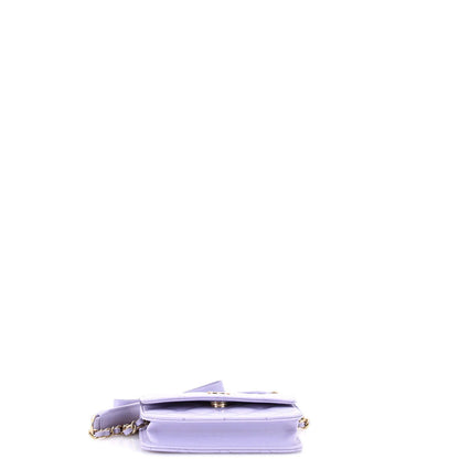 Chanel Bow Strap Card Holder On Chain Quilted Lambskin