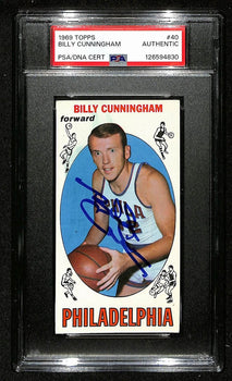 Billy Cunningham Hof 76Ers Signed/Auto 1969 Topps Rc Card #40 Psa/Dna 201100